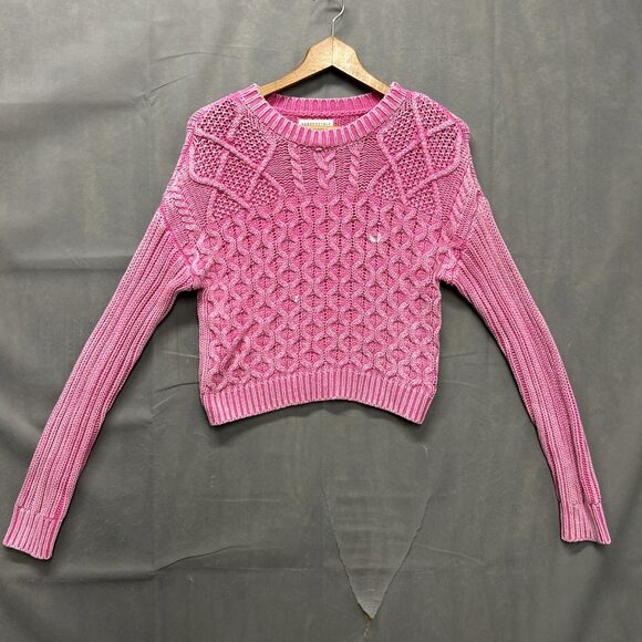 Aeropostale Sweater Womens XS Pink Long Sleeve Pullover Cable Knit - Picture 1 of 7